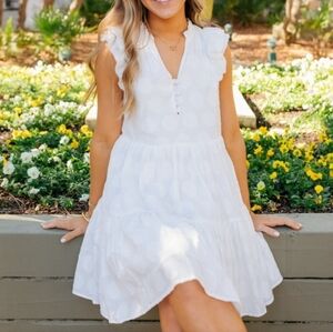 Greylin Jacquard Ruffle Sleeve Mini Dress